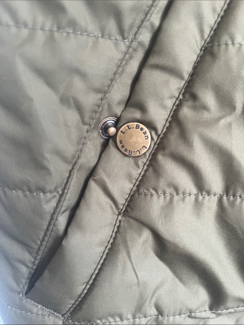 L.L. Bean Olive, Blue & Tan Colorblock Puffer Jacket - Picture 4 of 4